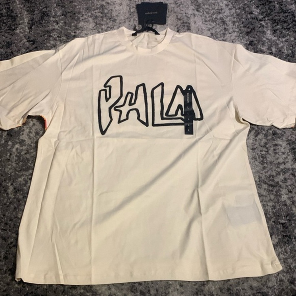 Palm Angels Flaming Back Logo Apricot T-Shirt Men’s Size Large